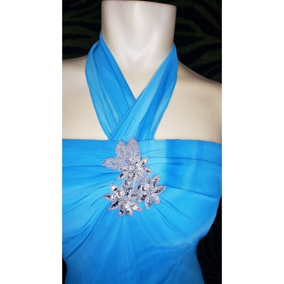 Formal marbled print halter dress size 9/10 - Picture 2 of 13